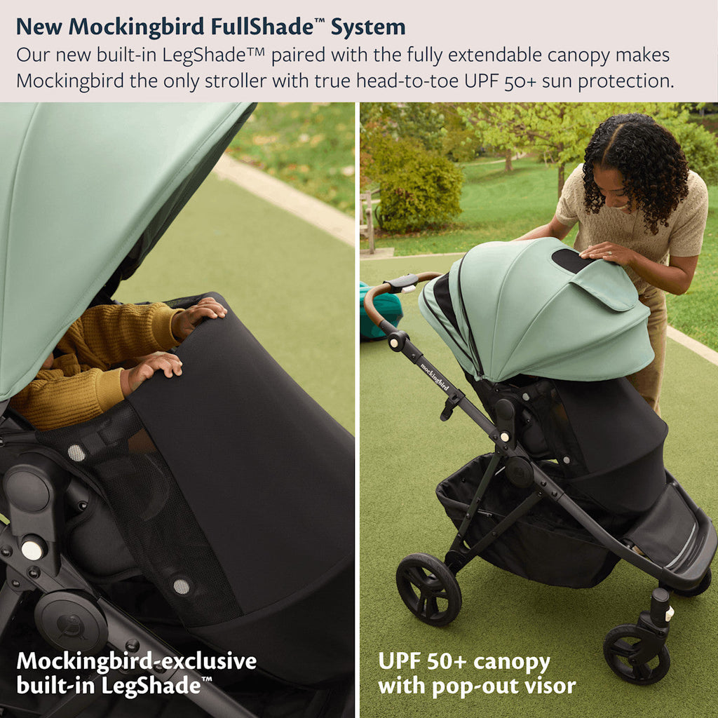 Mockingbird Single-to-Double Stroller 3 Point 0 - Birth to Toddler With Lie-Flat Bassinet and Forty Car Seat Adapters