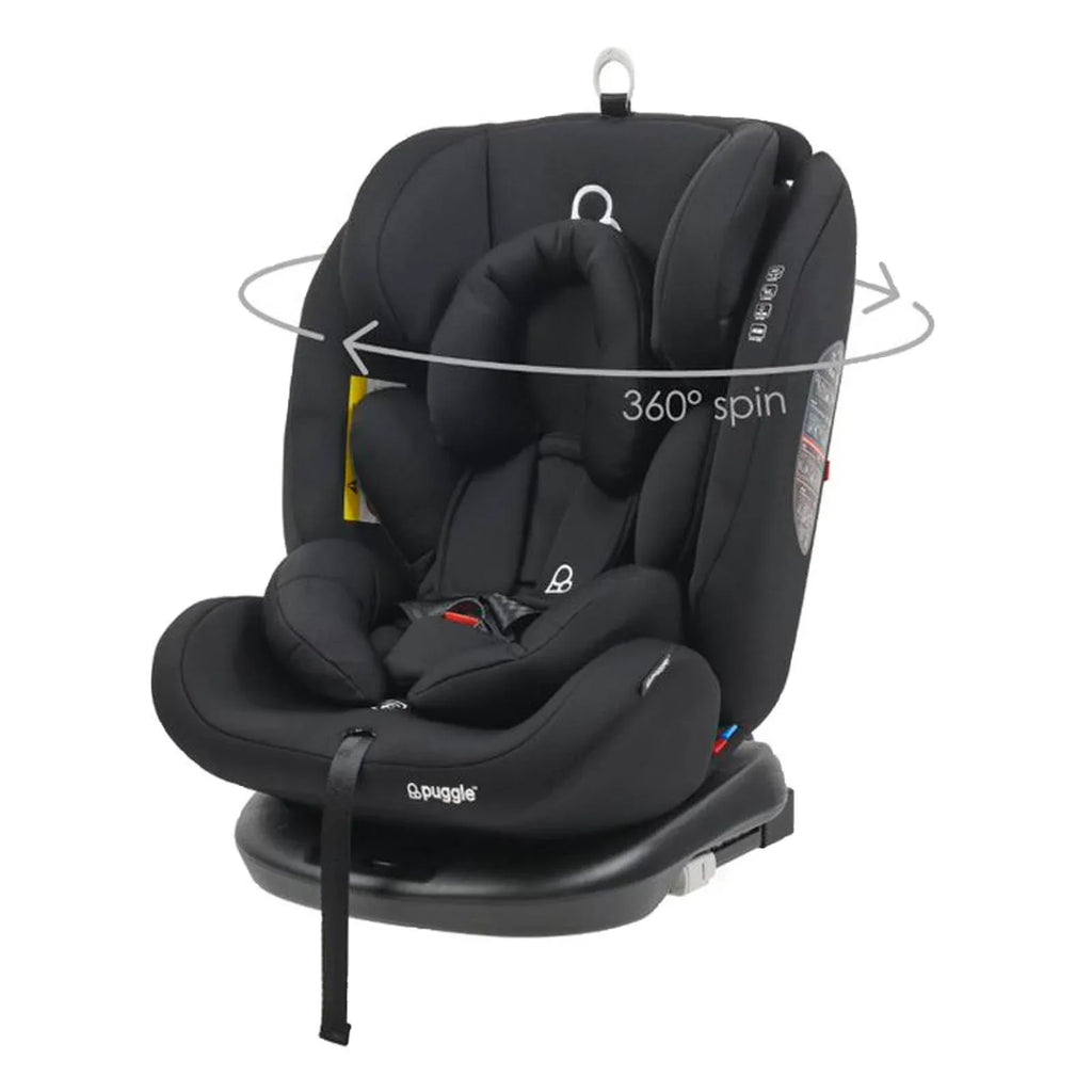 Puggle Lockton 360° Rotate Luxe Group 0+/1/2/3 Car Seat - Storm Black (0-12 Years) by Puggle
