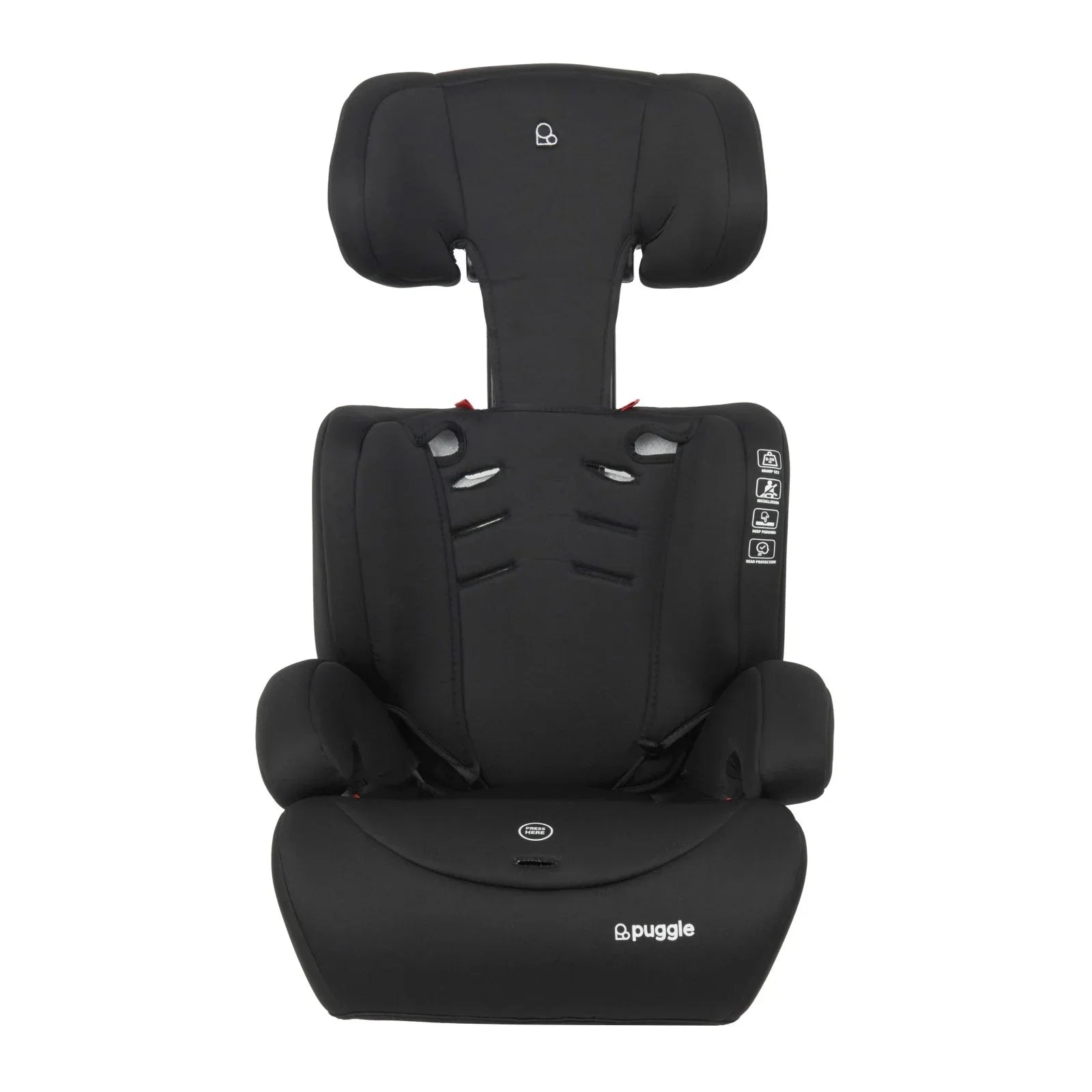 Puggle Maxi Gro Comfort Group 1/2/3 Eco Car Seat Booster Seat - Storm Black (9 Months-12 Years) by Puggle